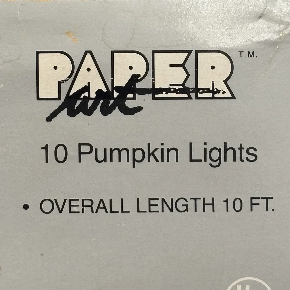 Vintage Jack o lantern Blow Mold String Lights 10‎ Orange Halloween Happy Face